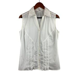 Sleeveless Fair Indigo White Button-Down Blouse Size 10